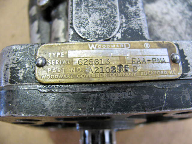 1950's Woodward propeller governor with a brass name plate